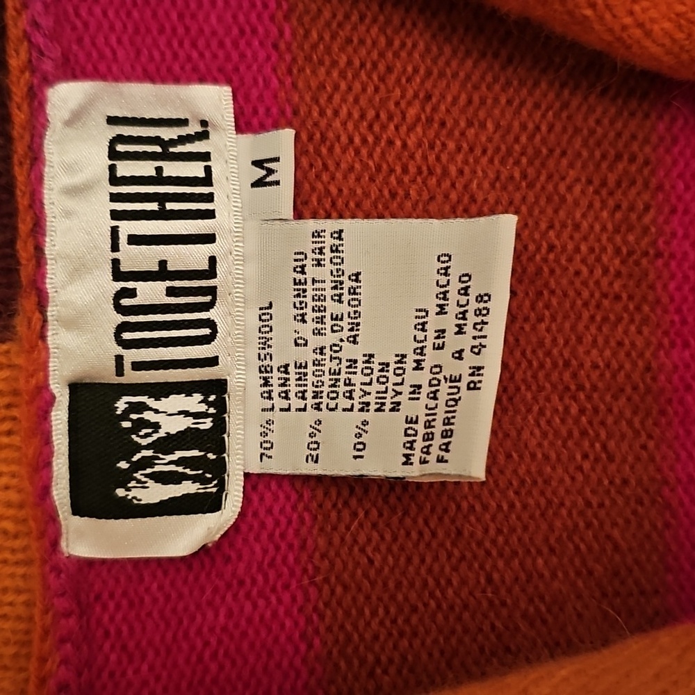 ORANGE MULTI COLOR BUTTON DOWN SWEATER - Picture 9 of 9
